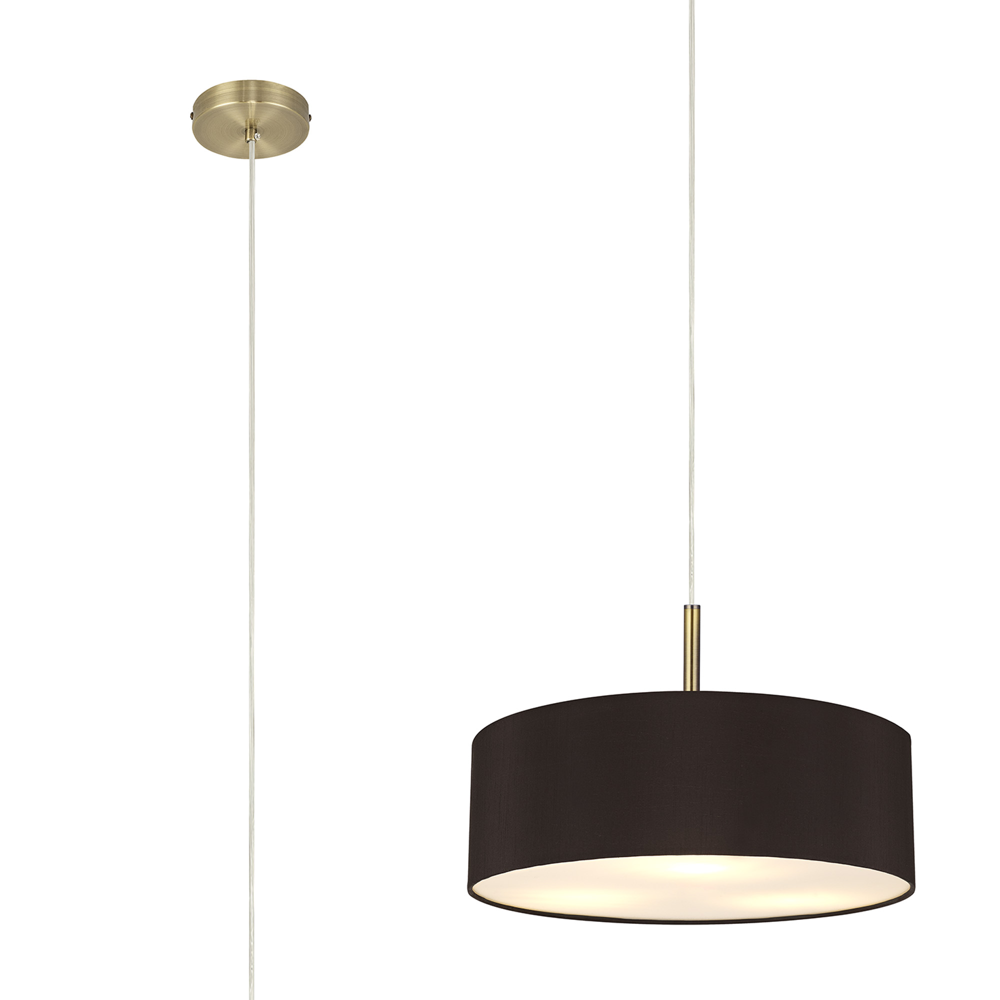 DK0749  Baymont 45cm 5 Light Pendant Antique Brass, Black/White